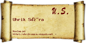 Uhrik Sára névjegykártya
